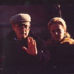 Ο Θόδωρος Αγγελόπουλος με την Jean Moreau κατά τη διάρκεια των γυρισμάτων της ταινίας «Το μετέωρο βήμα του πελαργού